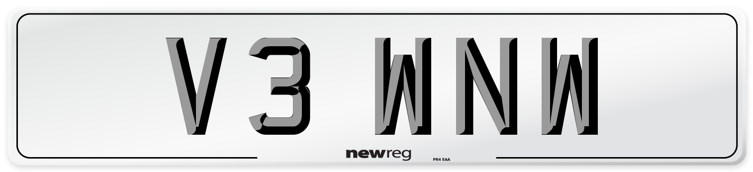 V3 WNW Number Plate from New Reg